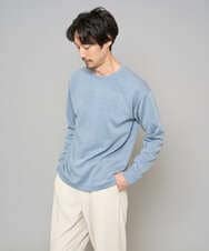 KHKFD13049 a.v.v MEN(アー・ヴェ・ヴェ) 【イージーケア/洗濯機で洗える/毛玉になりにくい】タックジャカードクルーネックプルオーバー ライトブルー