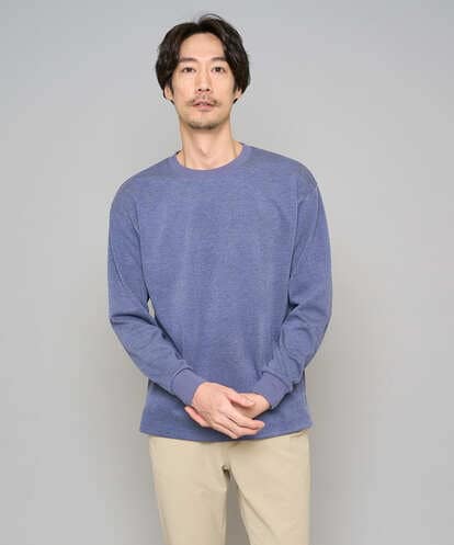 KHKFD13049 a.v.v MEN 【イージーケア/洗濯機で洗える/毛玉になりにくい】タックジャカードクルーネックプルオーバー