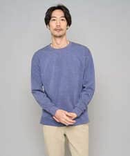 KHKFD13049 a.v.v MEN(アー・ヴェ・ヴェ) 【イージーケア/洗濯機で洗える/毛玉になりにくい】タックジャカードクルーネックプルオーバー ネイビー