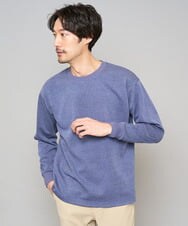 KHKFD13049 a.v.v MEN(アー・ヴェ・ヴェ) 【イージーケア/洗濯機で洗える/毛玉になりにくい】タックジャカードクルーネックプルオーバー ネイビー