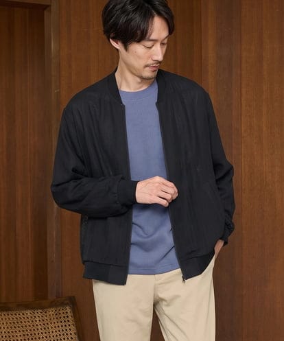KHKFD13049 a.v.v MEN ＼秋の上品見えカットソー／タックジャカードクルーネックプルオーバー【イージーケア/洗濯機で洗える/毛玉になりにくい】