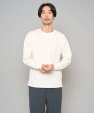 KHKFD13049 a.v.v MEN(アー・ヴェ・ヴェ) 【イージーケア/洗濯機で洗える/毛玉になりにくい】タックジャカードクルーネックプルオーバー アイボリー