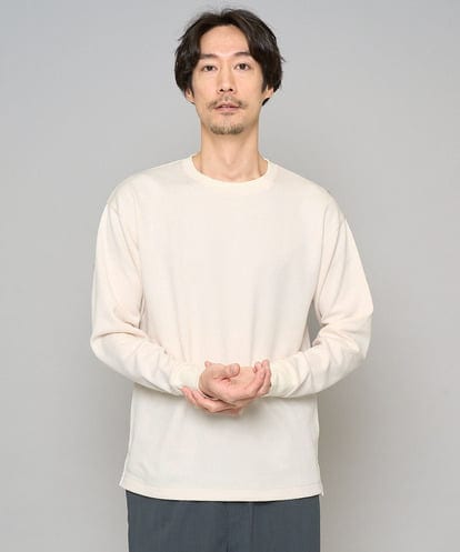 KHKFD13049 a.v.v MEN 【イージーケア/洗濯機で洗える/毛玉になりにくい】タックジャカードクルーネックプルオーバー