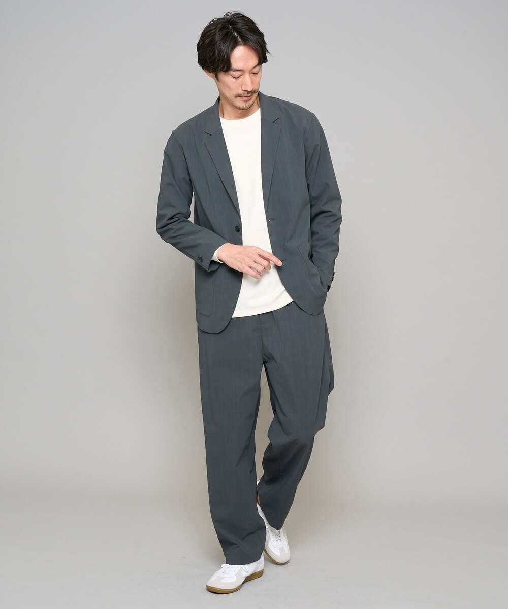 KHKFD13049 a.v.v MEN(アー・ヴェ・ヴェ) 【イージーケア/洗濯機で洗える/毛玉になりにくい】タックジャカードクルーネックプルオーバー アイボリー