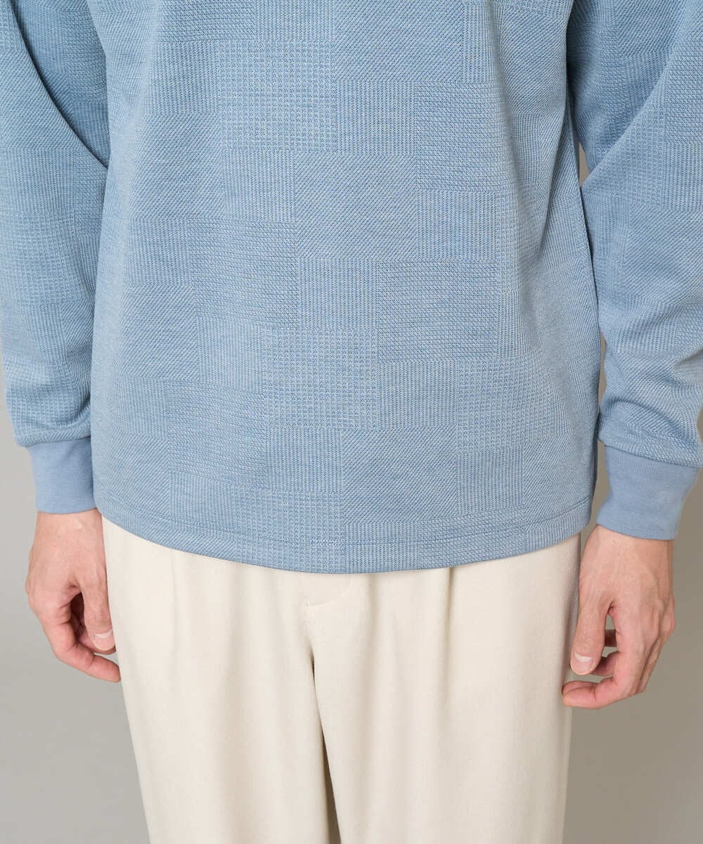 KHKFD13049 a.v.v MEN(アー・ヴェ・ヴェ) 【イージーケア/洗濯機で洗える/毛玉になりにくい】タックジャカードクルーネックプルオーバー アイボリー