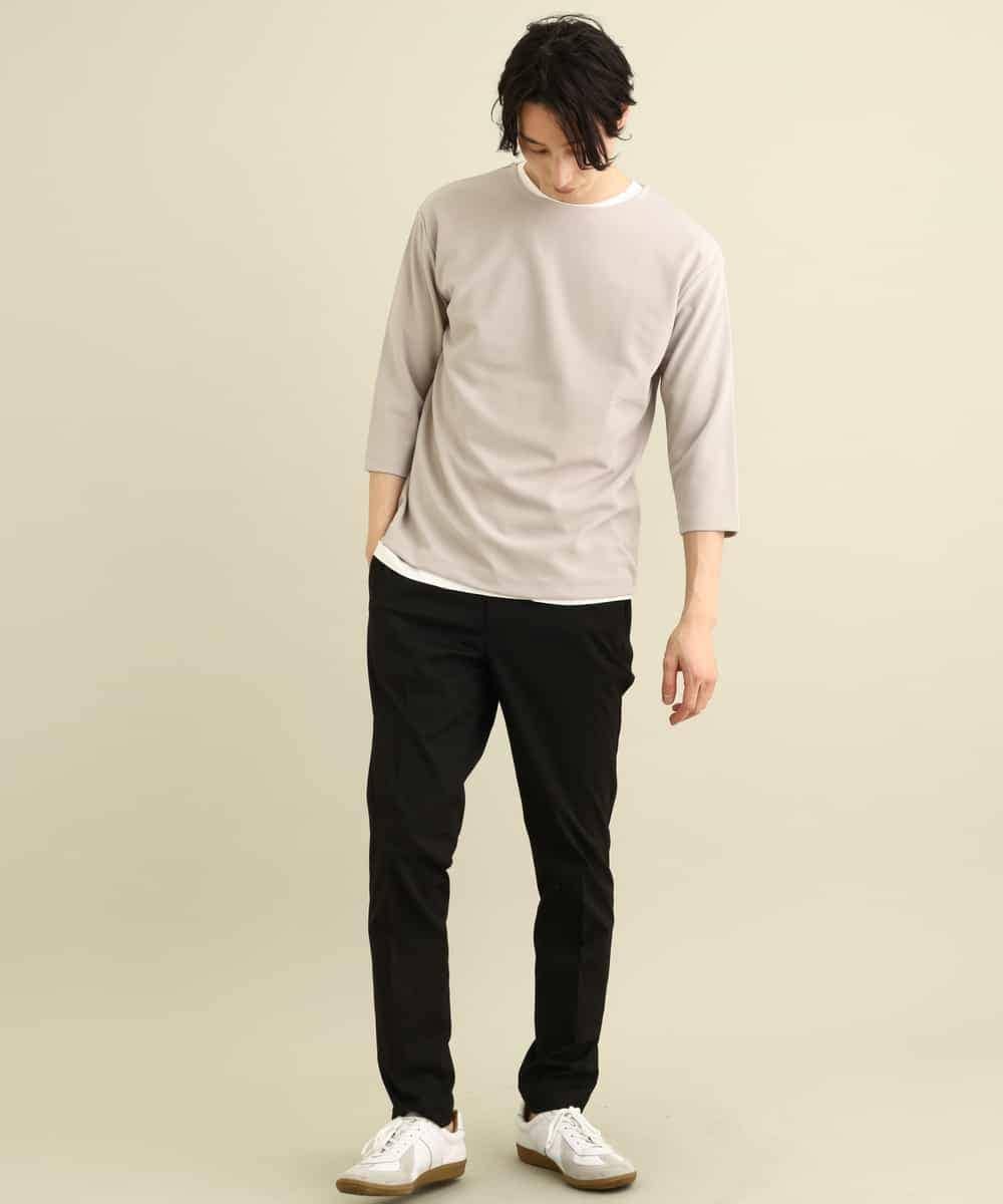 KHKFP11039 a.v.v MEN(アー・ヴェ・ヴェ) 【S-XXL/2SET】梨地レイヤードカットソー[WEB限定サイズ] ピンク