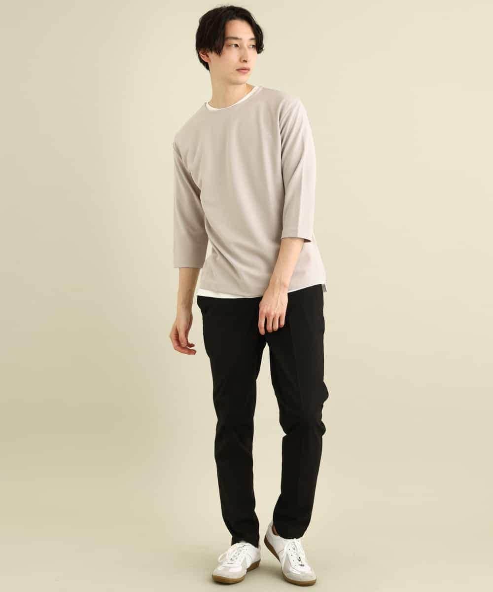 KHKFP11039 a.v.v MEN(アー・ヴェ・ヴェ) 【S-XXL/2SET】梨地レイヤードカットソー[WEB限定サイズ] ピンク