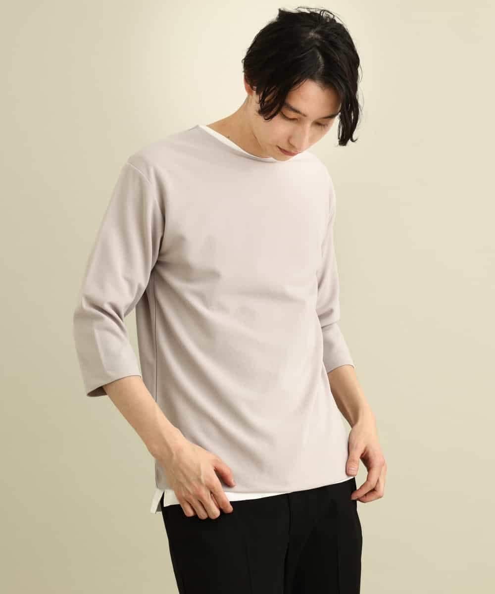 KHKFP11039 a.v.v MEN(アー・ヴェ・ヴェ) 【S-XXL/2SET】梨地レイヤードカットソー[WEB限定サイズ] ピンク
