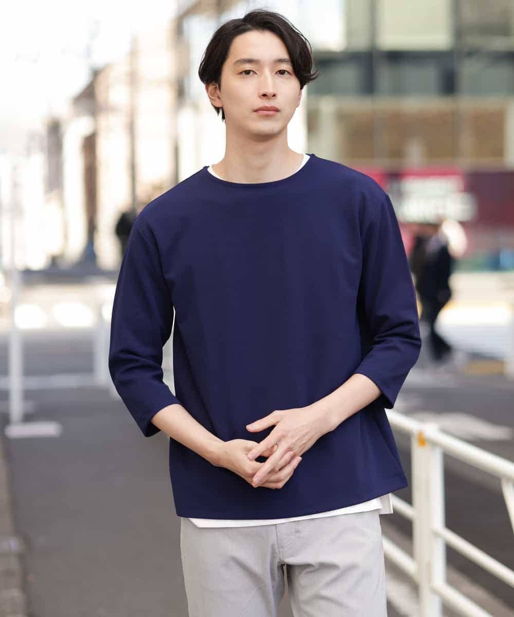 KHKFP11039 a.v.v MEN(アー・ヴェ・ヴェ) 【S-XXL/2SET】梨地レイヤードカットソー[WEB限定サイズ] ピンク