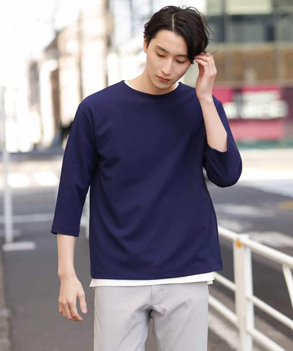 KHKFP11039 a.v.v MEN(アー・ヴェ・ヴェ) 【S-XXL/2SET】梨地レイヤードカットソー[WEB限定サイズ] ピンク