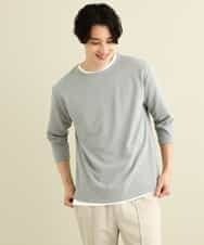 KHKFP11039 a.v.v MEN(アー・ヴェ・ヴェ) 【S-XXL/2SET】梨地レイヤードカットソー[WEB限定サイズ] ピンク