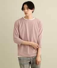 KHKFP11039 a.v.v MEN(アー・ヴェ・ヴェ) 【S-XXL/2SET】梨地レイヤードカットソー[WEB限定サイズ] ピンク