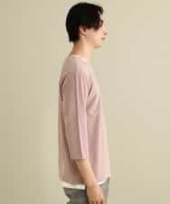 KHKFP11039 a.v.v MEN(アー・ヴェ・ヴェ) 【S-XXL/2SET】梨地レイヤードカットソー[WEB限定サイズ] ピンク