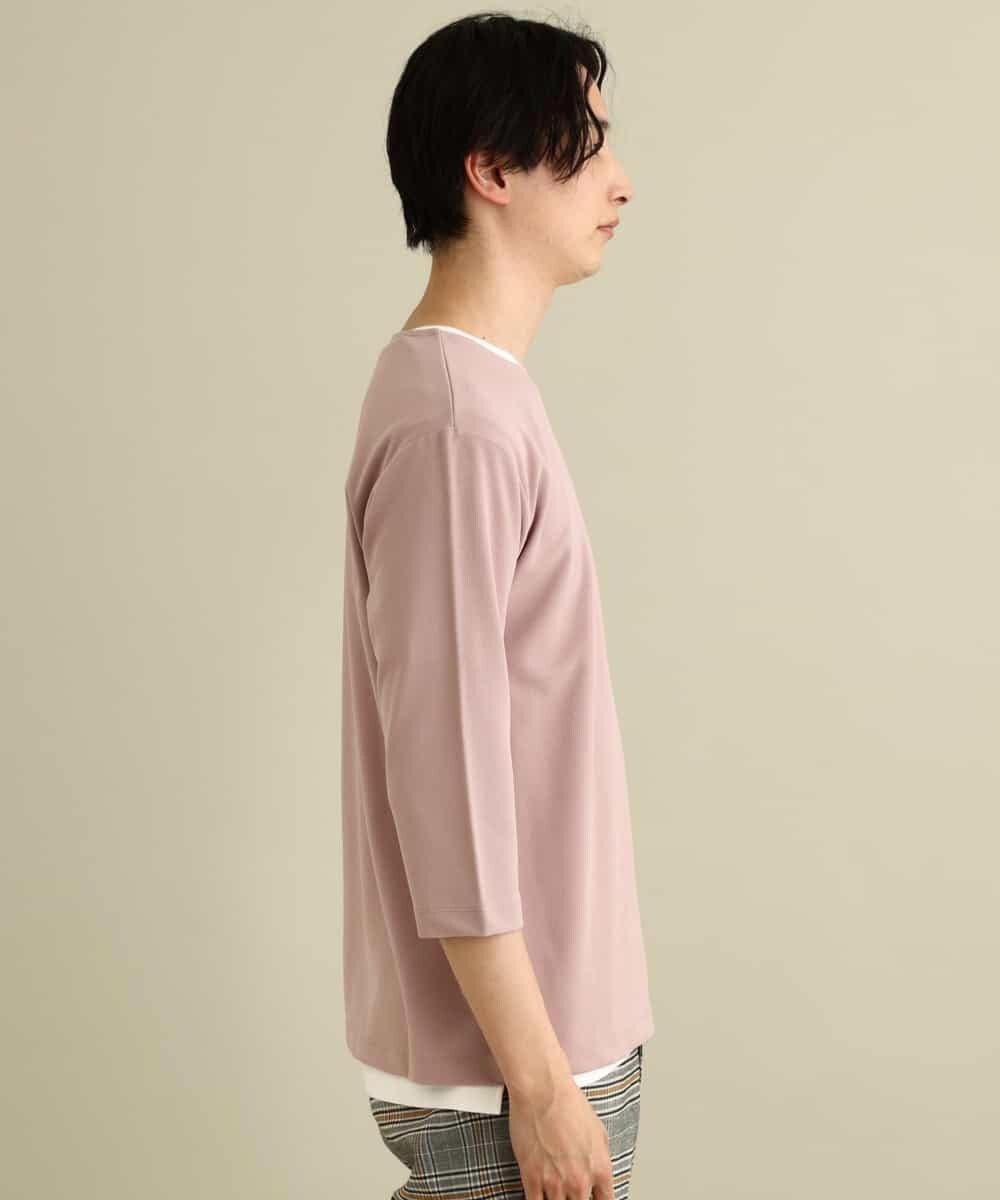 KHKFP11039 a.v.v MEN(アー・ヴェ・ヴェ) 【S-XXL/2SET】梨地レイヤードカットソー[WEB限定サイズ] ピンク