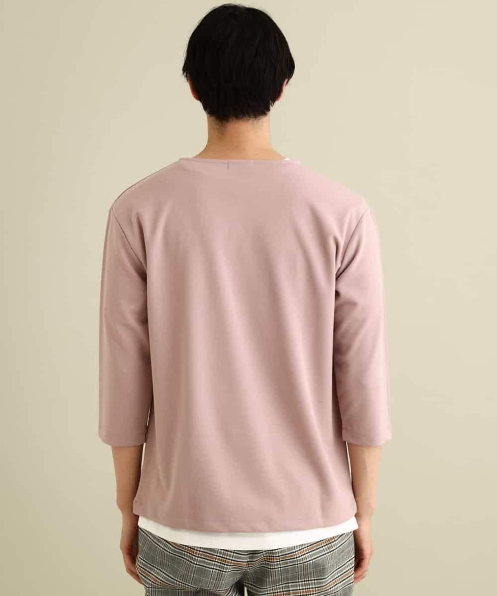 KHKFP11039 a.v.v MEN(アー・ヴェ・ヴェ) 【S-XXL/2SET】梨地レイヤードカットソー[WEB限定サイズ] ピンク
