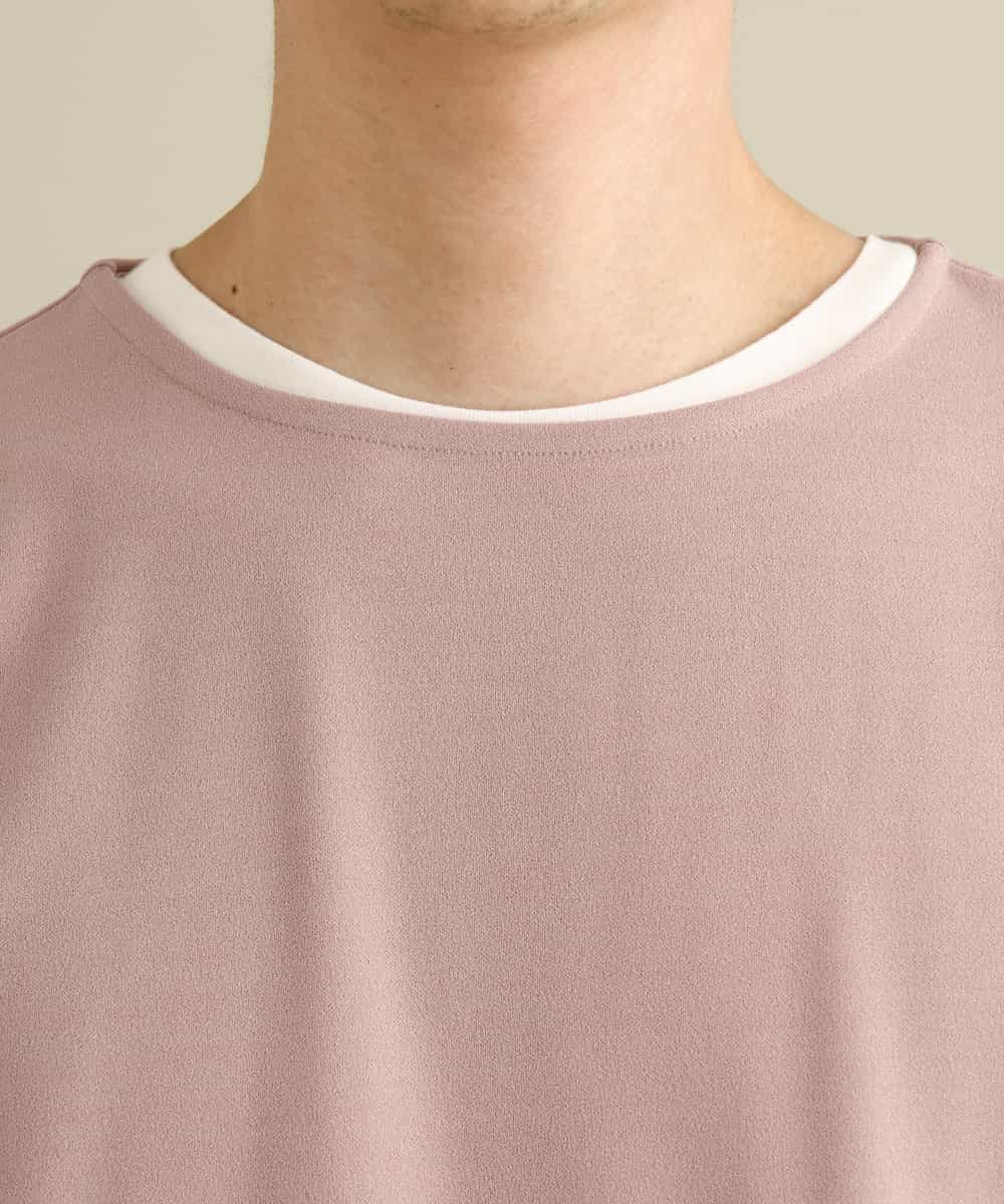 KHKFP11039 a.v.v MEN(アー・ヴェ・ヴェ) 【S-XXL/2SET】梨地レイヤードカットソー[WEB限定サイズ] ピンク