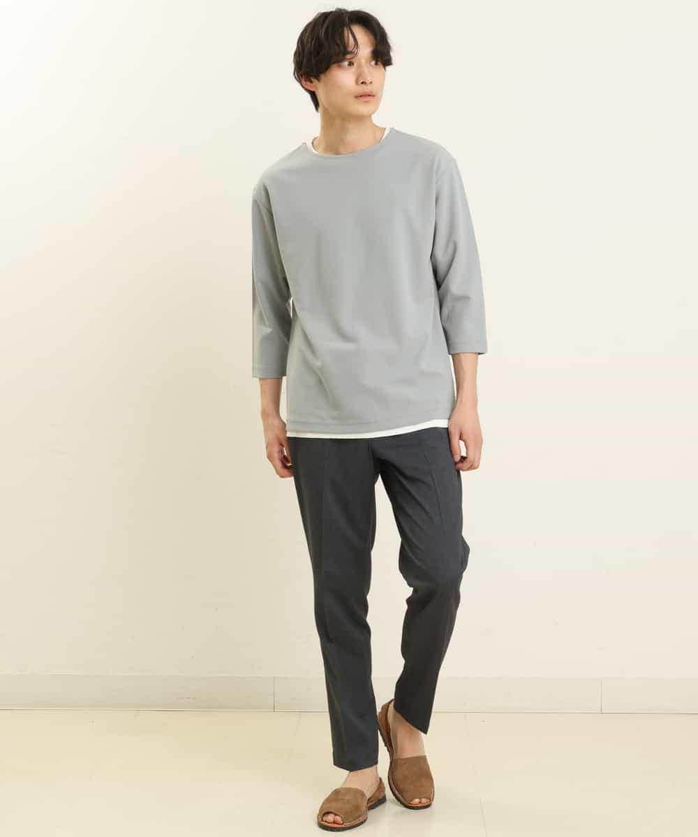 KHKFP11039 a.v.v MEN(アー・ヴェ・ヴェ) 【S-XXL/2SET】梨地レイヤードカットソー[WEB限定サイズ] ピンク