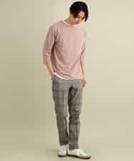 KHKFP11039 a.v.v MEN(アー・ヴェ・ヴェ) 【S-XXL/2SET】梨地レイヤードカットソー[WEB限定サイズ] ピンク