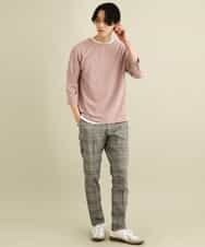 KHKFP11039 a.v.v MEN(アー・ヴェ・ヴェ) 【S-XXL/2SET】梨地レイヤードカットソー[WEB限定サイズ] ピンク