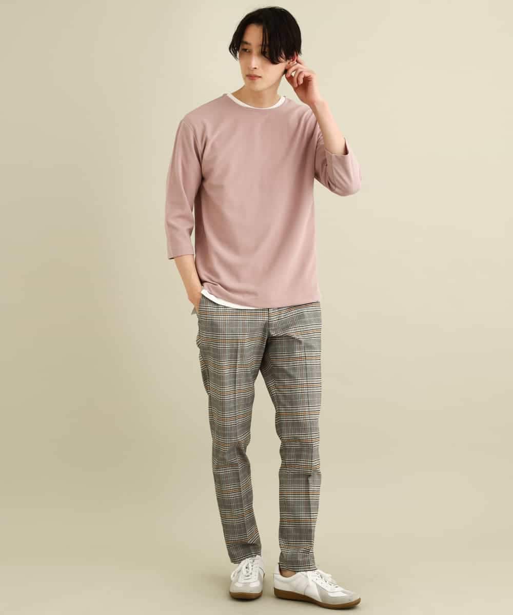 KHKFP11039 a.v.v MEN(アー・ヴェ・ヴェ) 【S-XXL/2SET】梨地レイヤードカットソー[WEB限定サイズ] ピンク