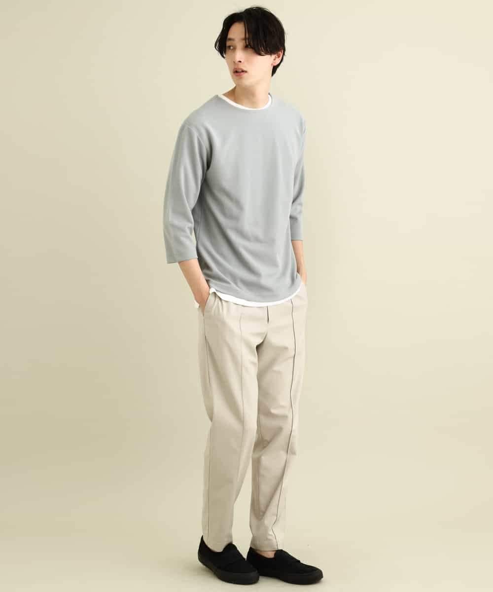 KHKFP11039 a.v.v MEN(アー・ヴェ・ヴェ) 【S-XXL/2SET】梨地レイヤードカットソー[WEB限定サイズ] ピンク