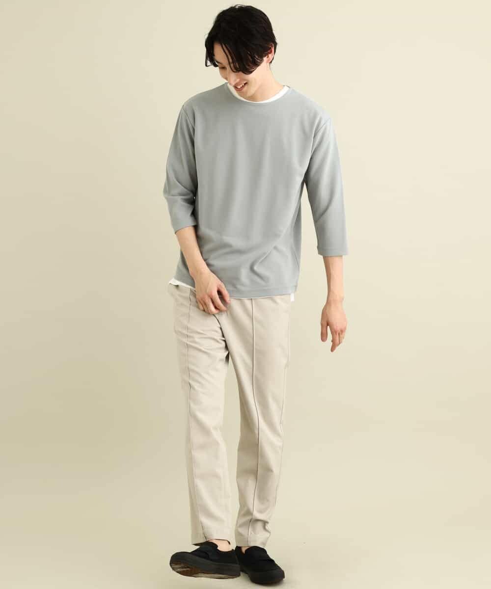 KHKFP11039 a.v.v MEN(アー・ヴェ・ヴェ) 【S-XXL/2SET】梨地レイヤードカットソー[WEB限定サイズ] ピンク