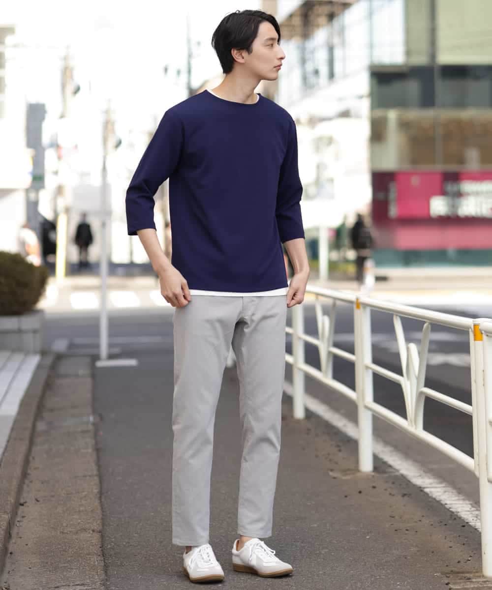 KHKFP11039 a.v.v MEN(アー・ヴェ・ヴェ) 【S-XXL/2SET】梨地レイヤードカットソー[WEB限定サイズ] ピンク