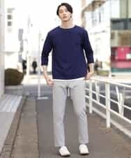 KHKFP11039 a.v.v MEN(アー・ヴェ・ヴェ) 【S-XXL/2SET】梨地レイヤードカットソー[WEB限定サイズ] ピンク