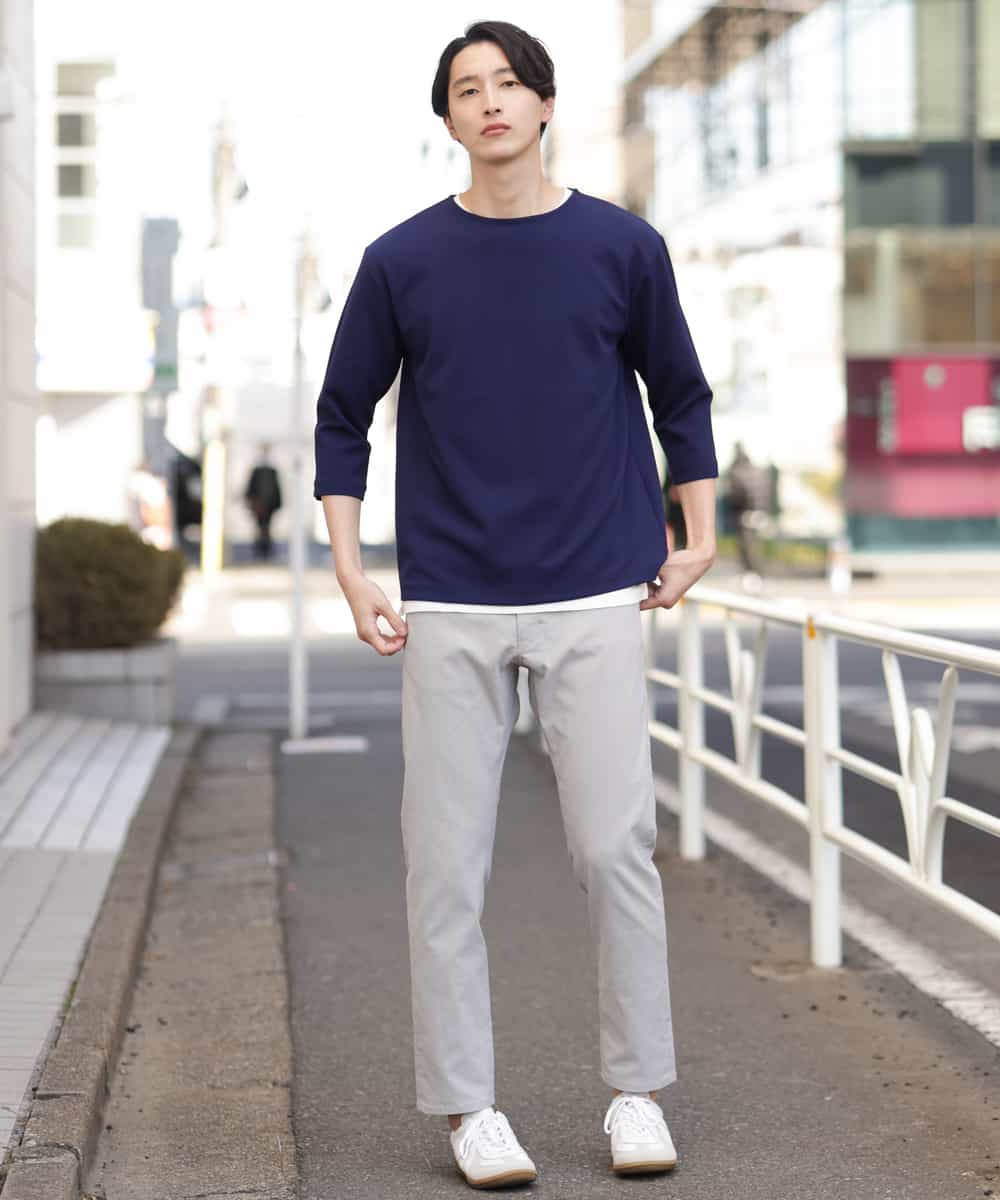 KHKFP11039 a.v.v MEN(アー・ヴェ・ヴェ) 【S-XXL/2SET】梨地レイヤードカットソー[WEB限定サイズ] ピンク