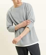 KHKFP11039 a.v.v MEN(アー・ヴェ・ヴェ) 【S-XXL/2SET】梨地レイヤードカットソー[WEB限定サイズ] グリーン