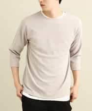 KHKFP11039 a.v.v MEN(アー・ヴェ・ヴェ) 【S-XXL/2SET】梨地レイヤードカットソー[WEB限定サイズ] ライトグレー