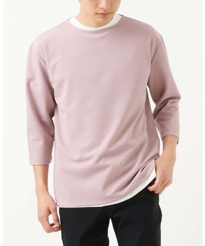 KHKFS11044 a.v.v MEN 【S-XXL】梨地レイヤードカットソー