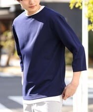 KHKFS11044 a.v.v MEN(アー・ヴェ・ヴェ) 【接触冷感/イージーケア】梨地レイヤードカットソー ネイビー
