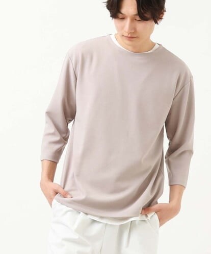 KHKFS11044 a.v.v MEN 【S-XXL】梨地レイヤードカットソー