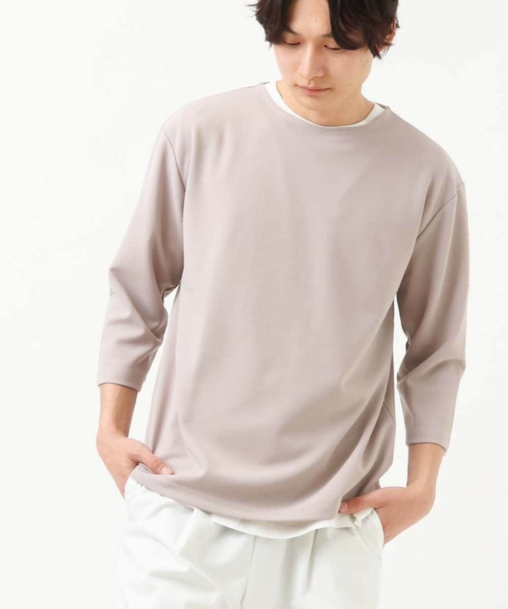 KHKFS11044 a.v.v MEN(アー・ヴェ・ヴェ) 【S-XXL】梨地レイヤードカットソー ライトグレー
