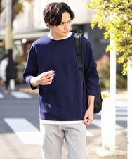 KHKFS11044 a.v.v MEN(アー・ヴェ・ヴェ) 【接触冷感/イージーケア】梨地レイヤードカットソー ライトグレー