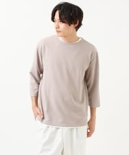 KHKFS11044 a.v.v MEN(アー・ヴェ・ヴェ) 【接触冷感/イージーケア】梨地レイヤードカットソー ライトグレー