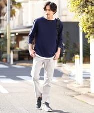 KHKFS11044 a.v.v MEN(アー・ヴェ・ヴェ) 【接触冷感/イージーケア】梨地レイヤードカットソー ライトグレー