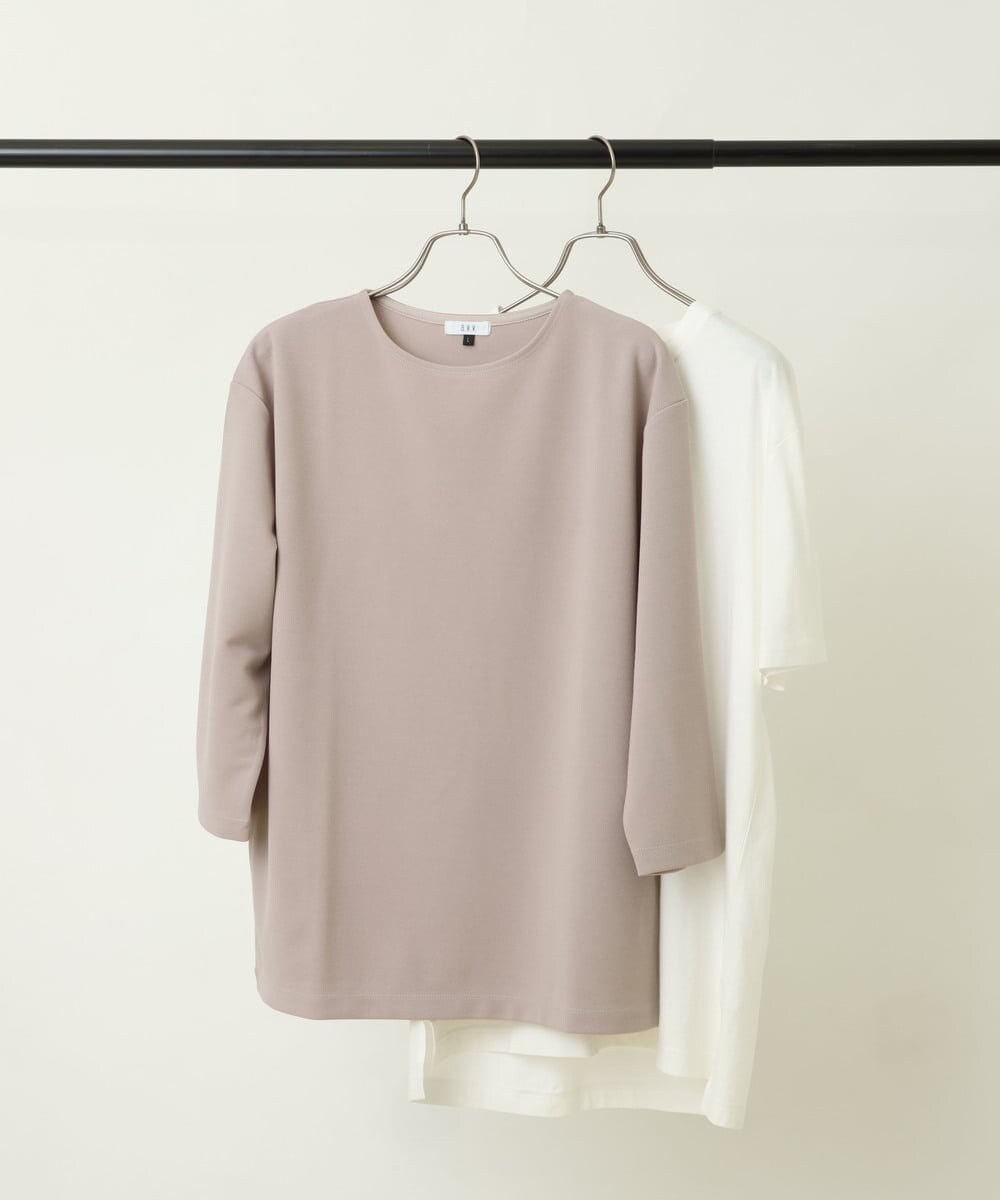 KHKFS11044 a.v.v MEN(アー・ヴェ・ヴェ) 【S-XXL】梨地レイヤードカットソー ライトグレー