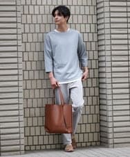 KHKFS11044 a.v.v MEN(アー・ヴェ・ヴェ) 【接触冷感/イージーケア】梨地レイヤードカットソー ライトグレー