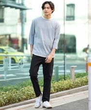 KHKFS11044 a.v.v MEN(アー・ヴェ・ヴェ) 【接触冷感/イージーケア】梨地レイヤードカットソー ライトグレー