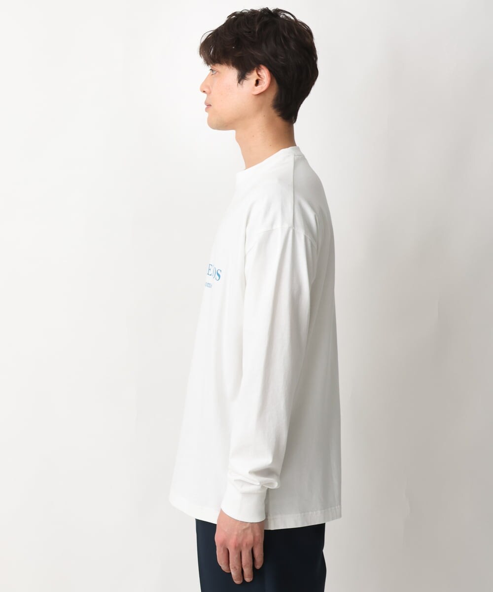 KHKFV18034 a.v.v MEN(アー・ヴェ・ヴェ) PARISロゴプリントセミワイドロングTシャツ ブルー