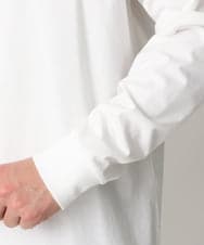KHKFV18034 a.v.v MEN(アー・ヴェ・ヴェ) PARISロゴプリントセミワイドロングTシャツ ブルー