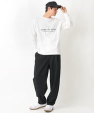 KHKFV18034 a.v.v MEN(アー・ヴェ・ヴェ) PARISロゴプリントセミワイドロングTシャツ ブルー