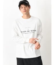 KHKFV18034 a.v.v MEN(アー・ヴェ・ヴェ) PARISロゴプリントセミワイドロングTシャツ ブルー