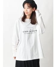 KHKFV18034 a.v.v MEN(アー・ヴェ・ヴェ) PARISロゴプリントセミワイドロングTシャツ ブラック