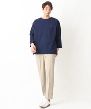 KHKFV20029 a.v.v MEN(アー・ヴェ・ヴェ) 【ユニセックス】エッフェル塔刺繍ボートネックカットソー ネイビー