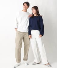 KHKFV20029 a.v.v MEN(アー・ヴェ・ヴェ) 【ユニセックス】エッフェル塔刺繍ボートネックカットソー ネイビー