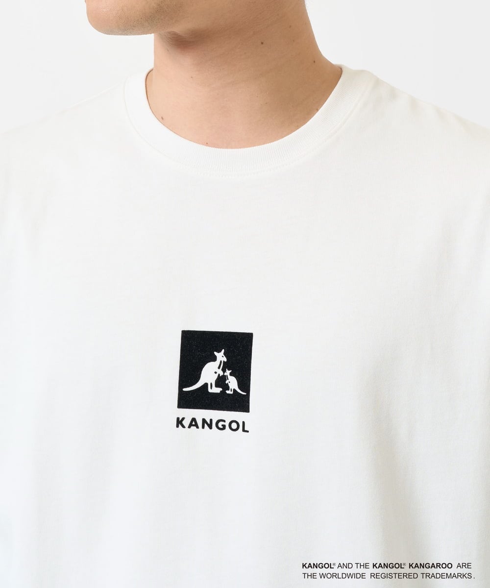 KHKGA16059 a.v.v MEN(アー・ヴェ・ヴェ) 【接触冷感/コラボ】KANGOLスクエアプリントワイドシルエットカットソー ホワイト