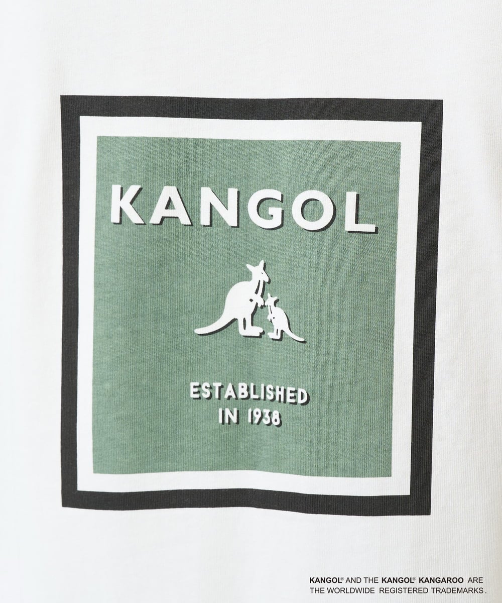 KHKGA16059 a.v.v MEN(アー・ヴェ・ヴェ) 【接触冷感/コラボ】KANGOLスクエアプリントワイドシルエットカットソー ホワイト
